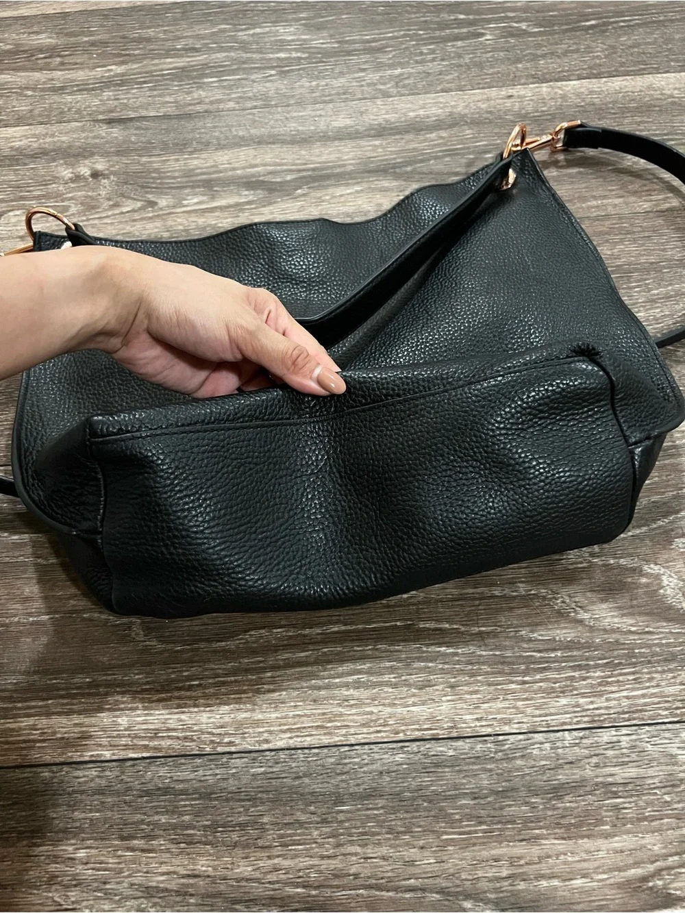 TED BAKER Candiee Black Pebbled Leather Hobo / Shoulder / Crossbody Bag